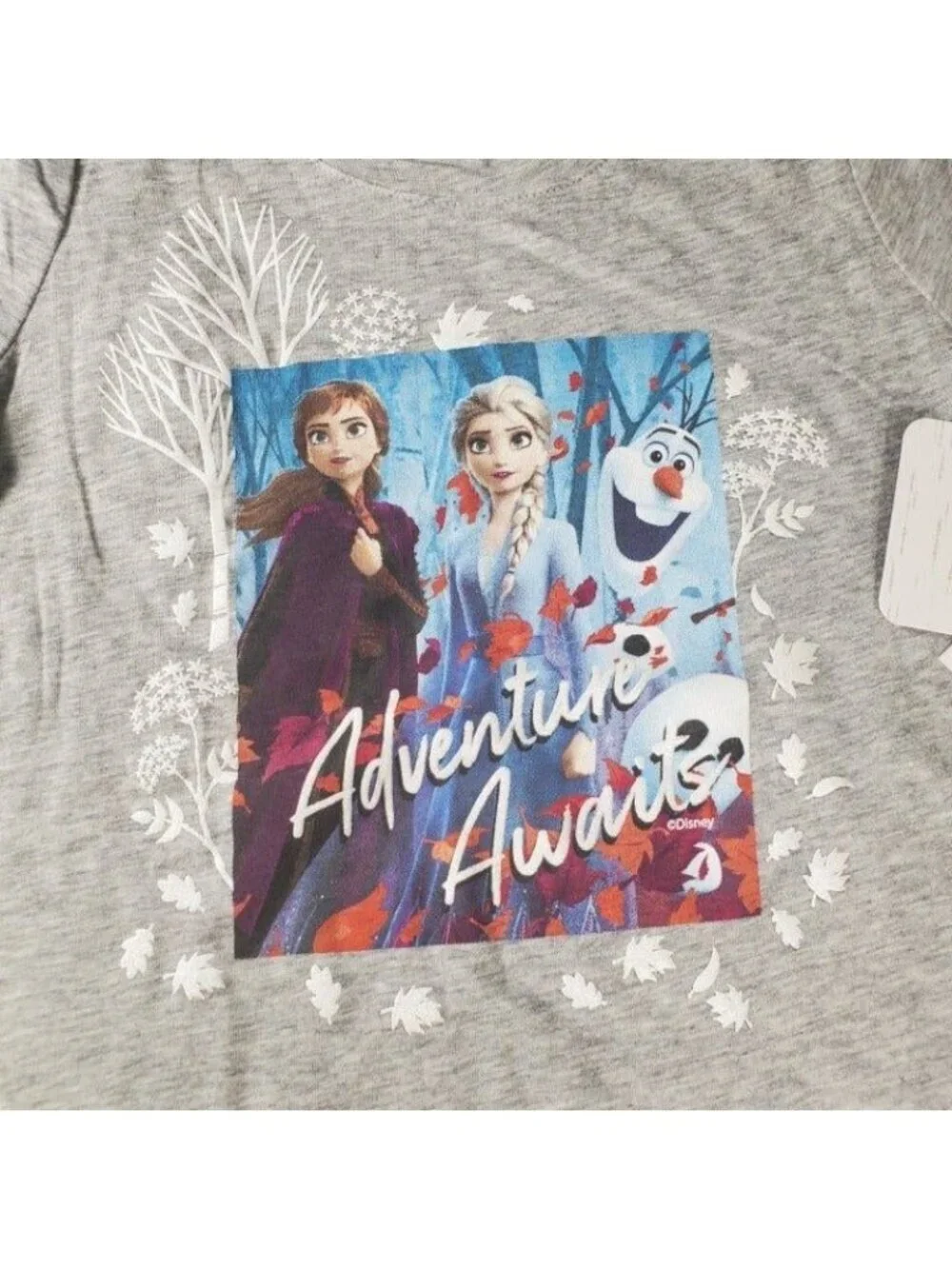 Justice Frozen Tee Shirt Princess Girls Anna Elsa Queen Blouse Grey Short Sleeve